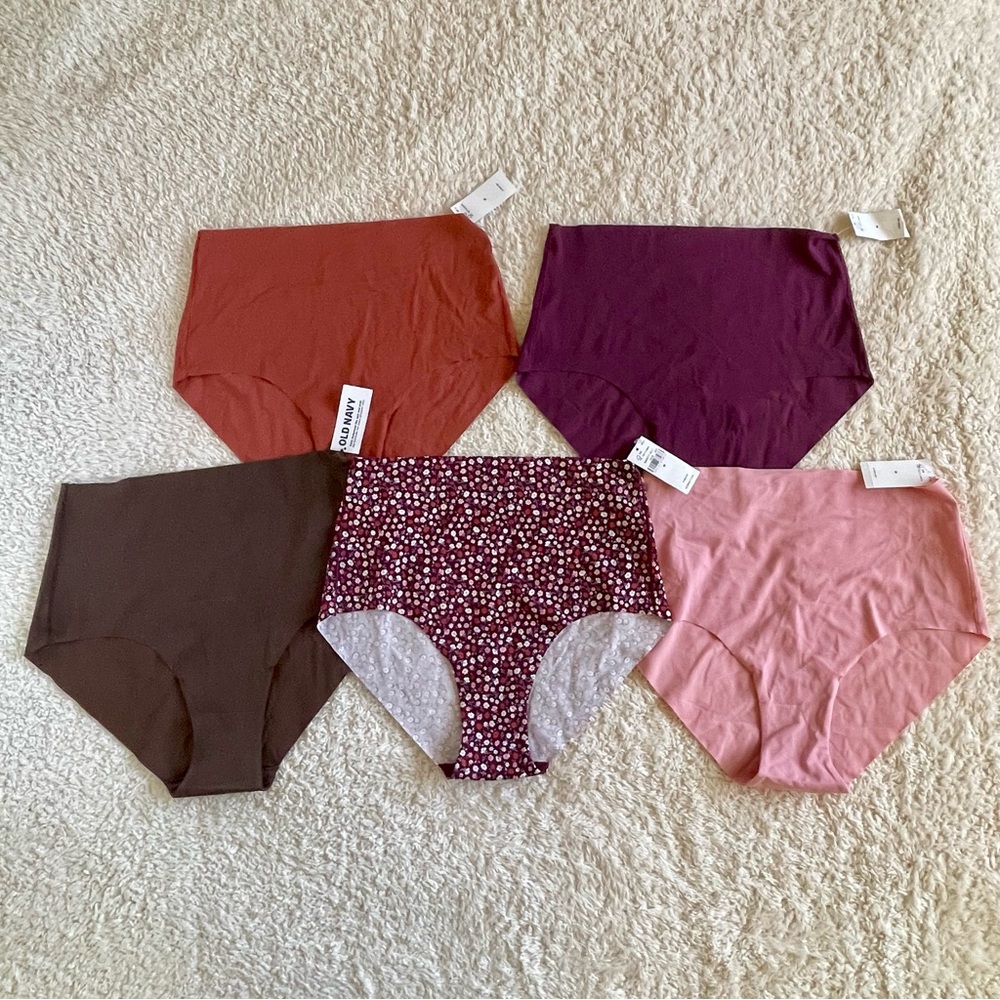 NWT Old Navy Women's Panties Set of 5- Pink, Red, Brown, Purple, Floral New
